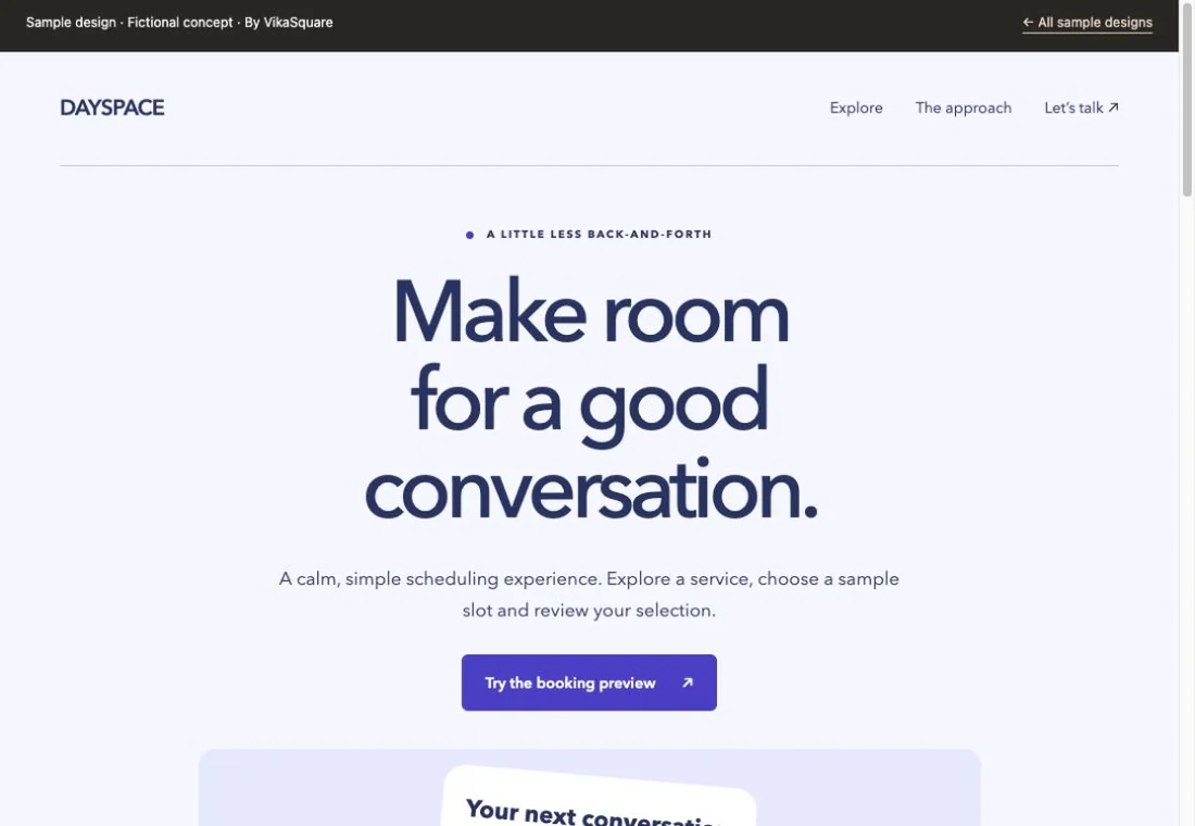 DAYSPACE Appointment booking sample website preview