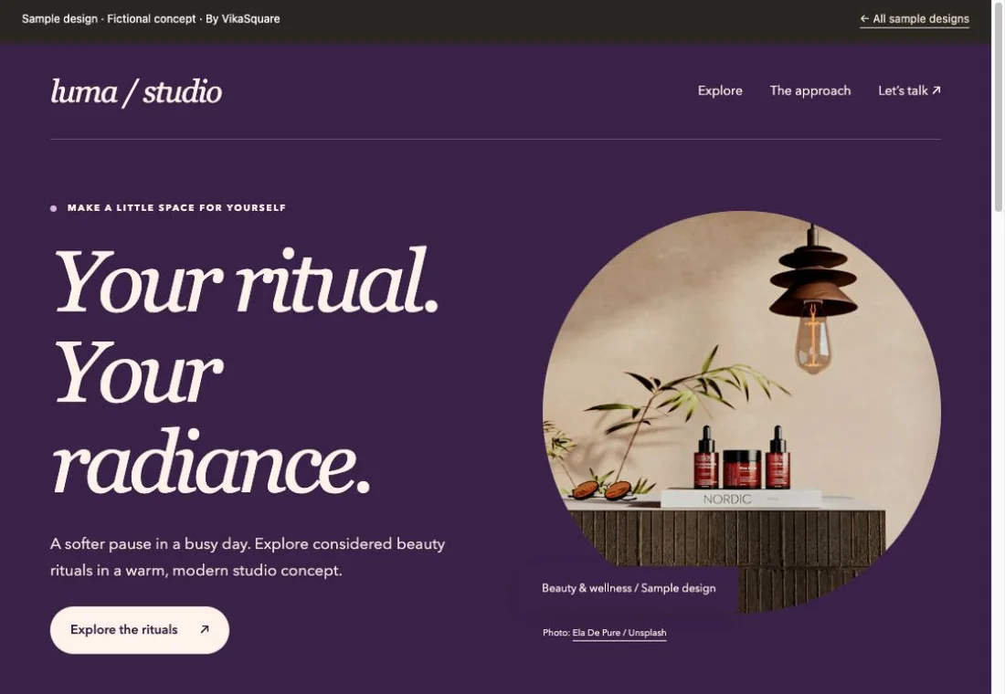 luma / studio Beauty & wellness sample website preview