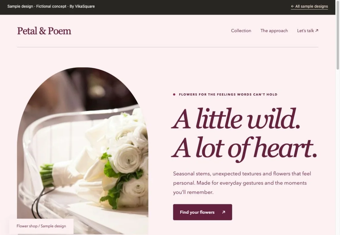 Petal & Poem Flower shop sample website preview