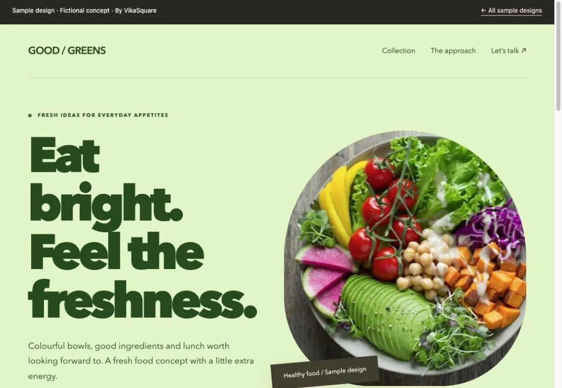 GOOD / GREENS Healthy food sample website preview