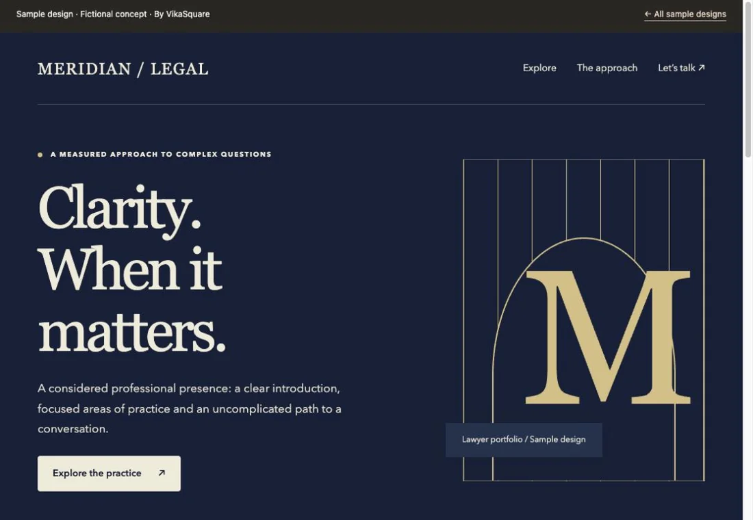 MERIDIAN / LEGAL Lawyer portfolio sample website preview