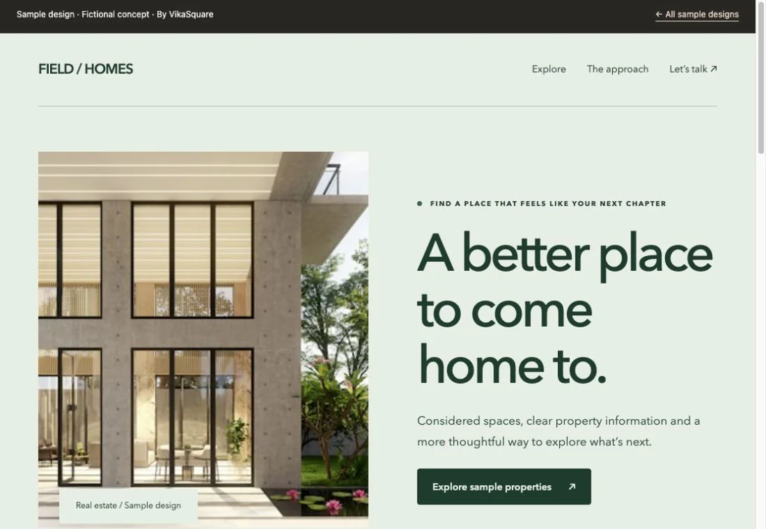 FIELD / HOMES Real estate sample website preview