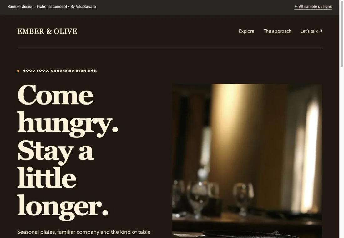 EMBER & OLIVE Restaurant sample website preview